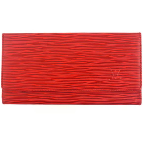 LOUIS VUITTON Red Epi Leather Long Clutch Porte-Yen Checkbook Wallet - Picture 1 of 7